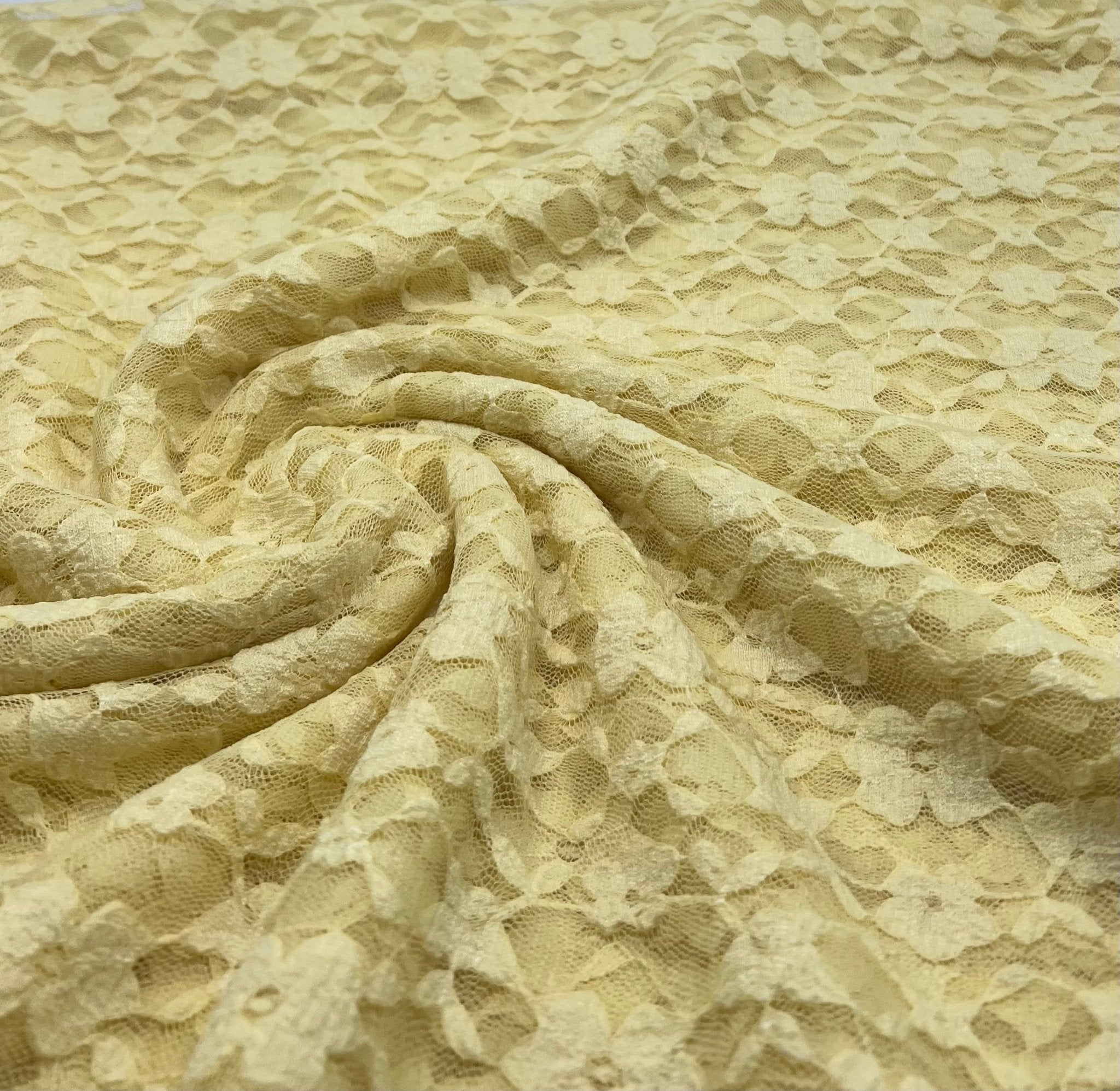 Lemon Floral Lace Fabric Stretch - T9 Fabrics